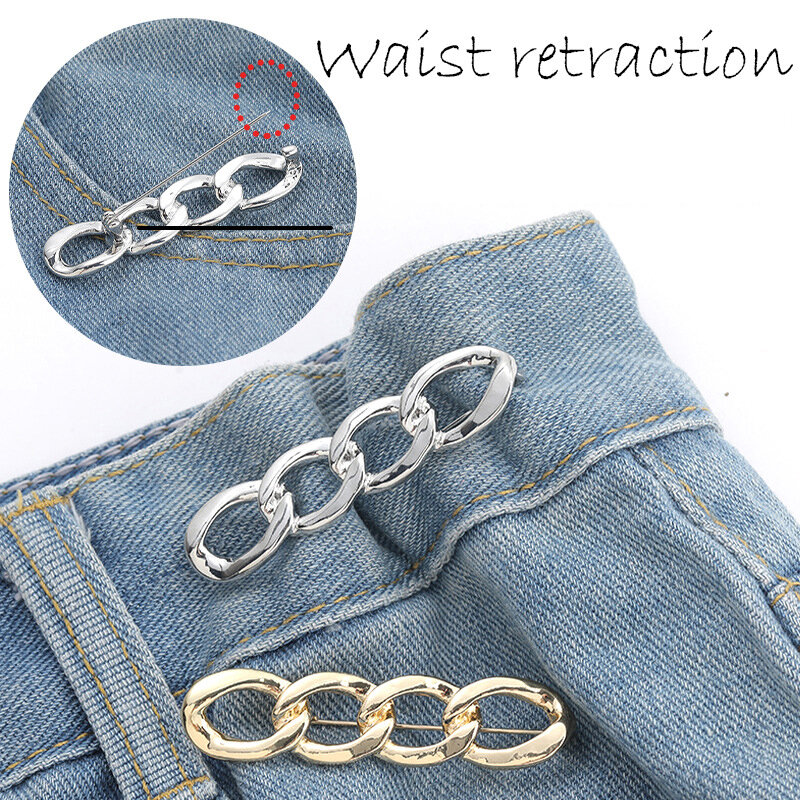 Pinzas desmontables simples para pantalones, hebilla de cintura ajustable, botón de alfileres de Metal sin clavos, tensor de cintura para Jeans para niñas