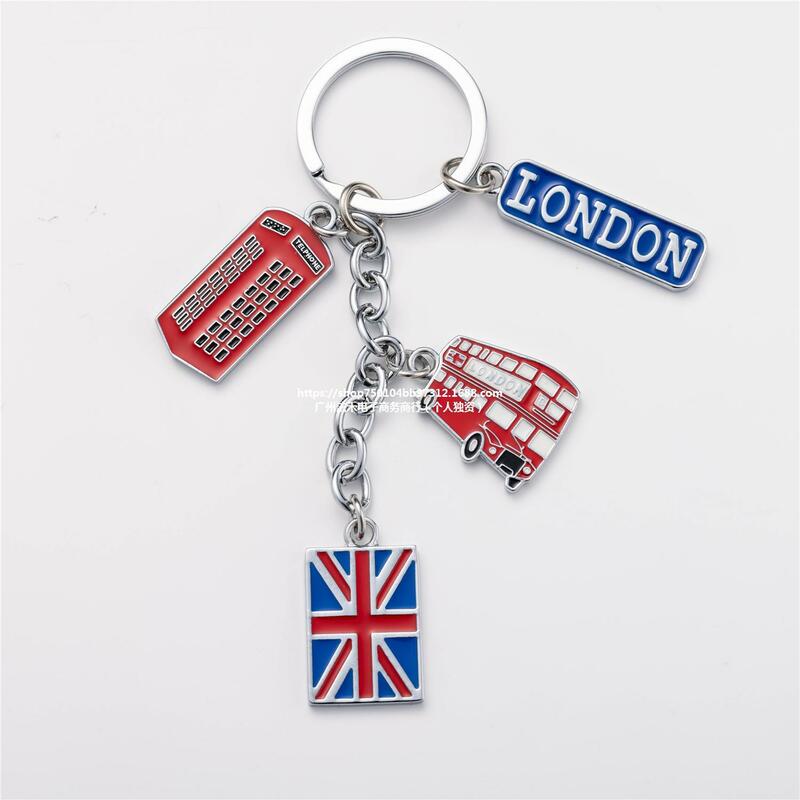 Brelok do kluczy w Anglii w stylu Vintage londyńskie torby w stylu Vintage z wisiorkiem ze stopu brytyjskiego elementu podróży kobiet