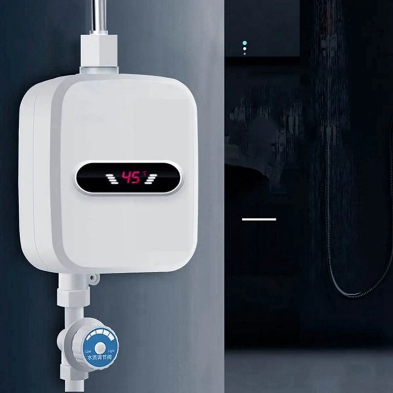 Aquecedor de água instantânea para banheiro Torneira do chuveiro Aquecedor de água quente Display digital para casa de campo 3500W