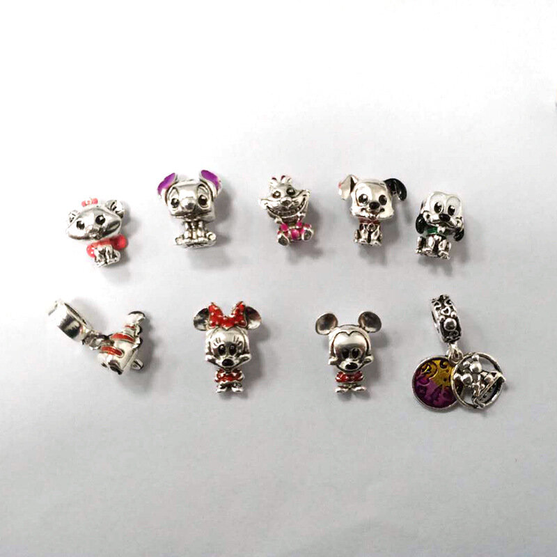 925 gelang & gelang Fit liontin manik-manik pesona Disney Minnie Mouse Perak Mickey DIY hadiah aksesori perhiasan wanita