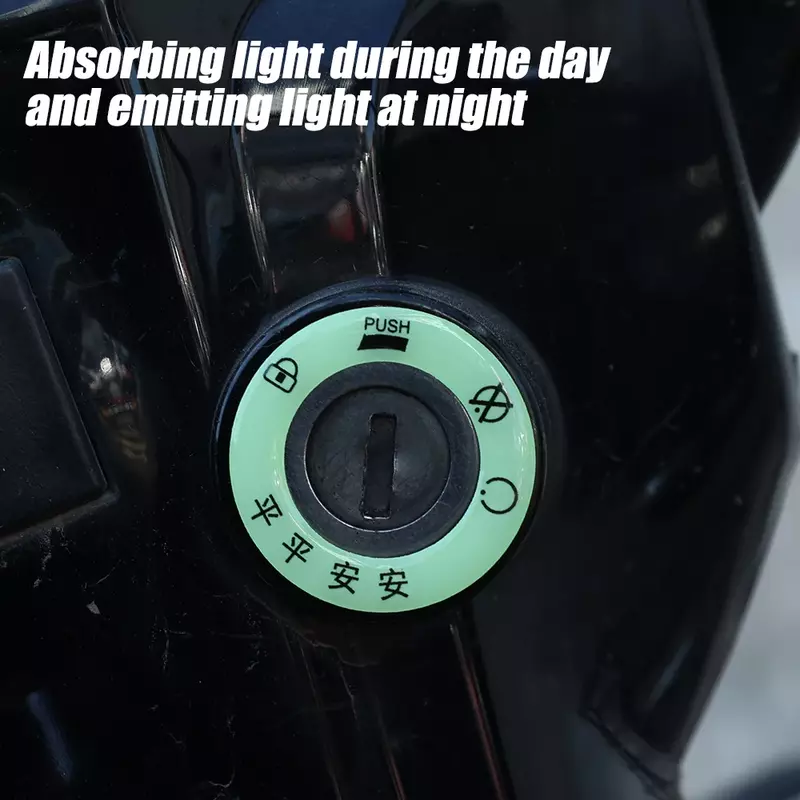 Cubierta de llavero de encendido luminoso para coche eléctrico de motocicleta, pegatinas decorativas, anillo de interruptor de luz luminiscente, pegatina fluorescente