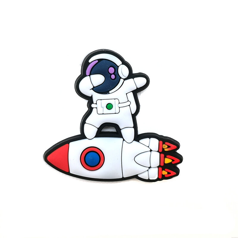Cute Space Astronauts Shoe Charms, Cartoon DIY, Croc Tamancos Acessórios para Sandálias de Jardim, Decore, Presentes para Crianças, jibz, 1Pc, Novo