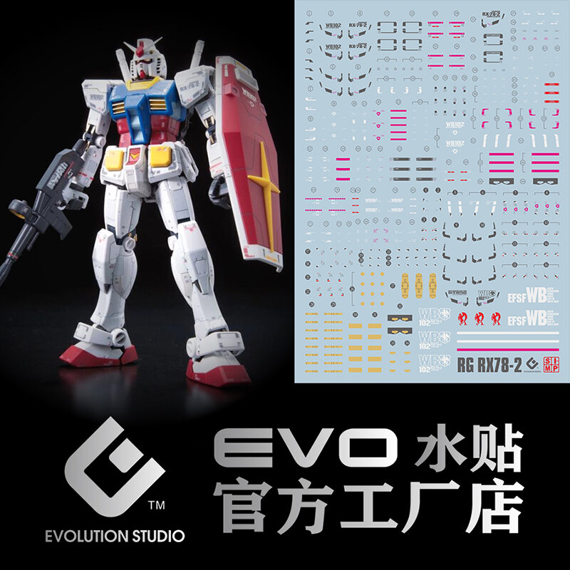 EVO Water Decals Model Slide Decals Tool For 1/144 RG RX-78-2 Fluorescent Sticker Collection Models Toys Accessories