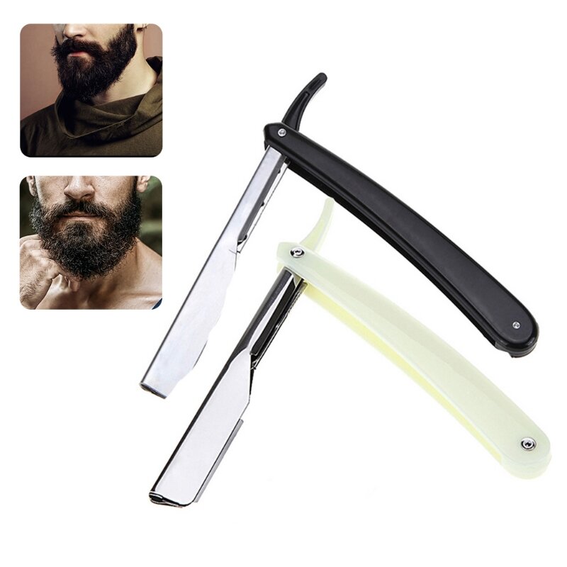 Afeitadora barba plegable Manual para maquinilla afeitar, plástico, borde recto, peluquero para maquinilla