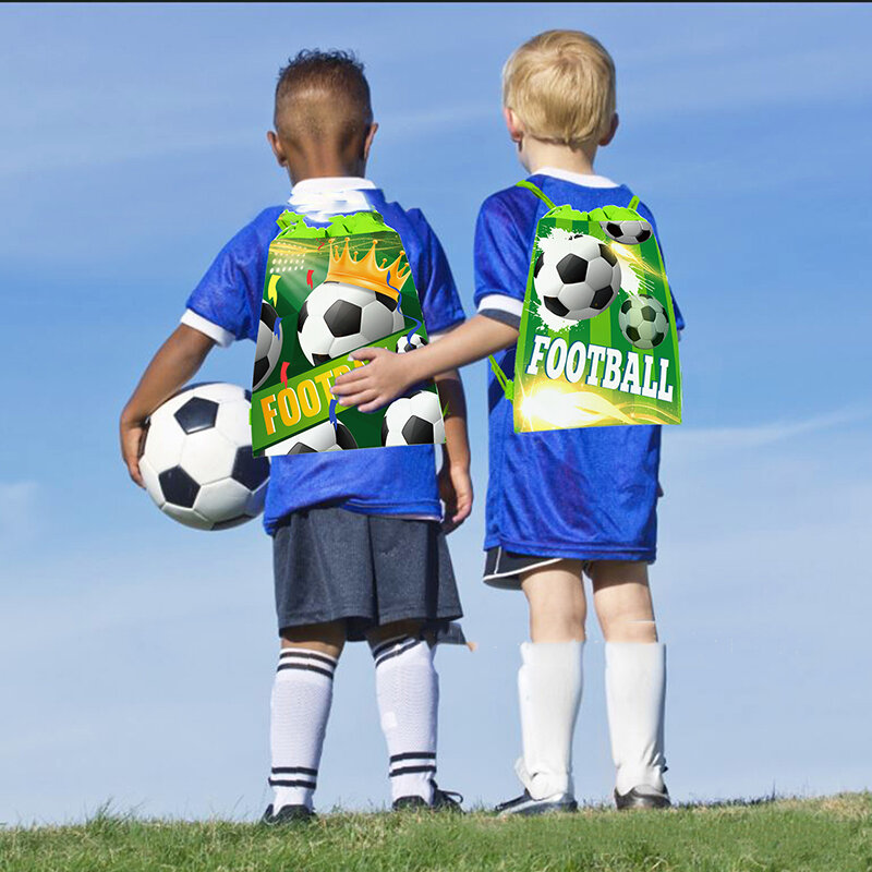 12Pcs Football Party Favors Drawstring Bags Soccer Ball Gift Goodie Bag Kids Sports Theme Birthday Party Decoration Supplies