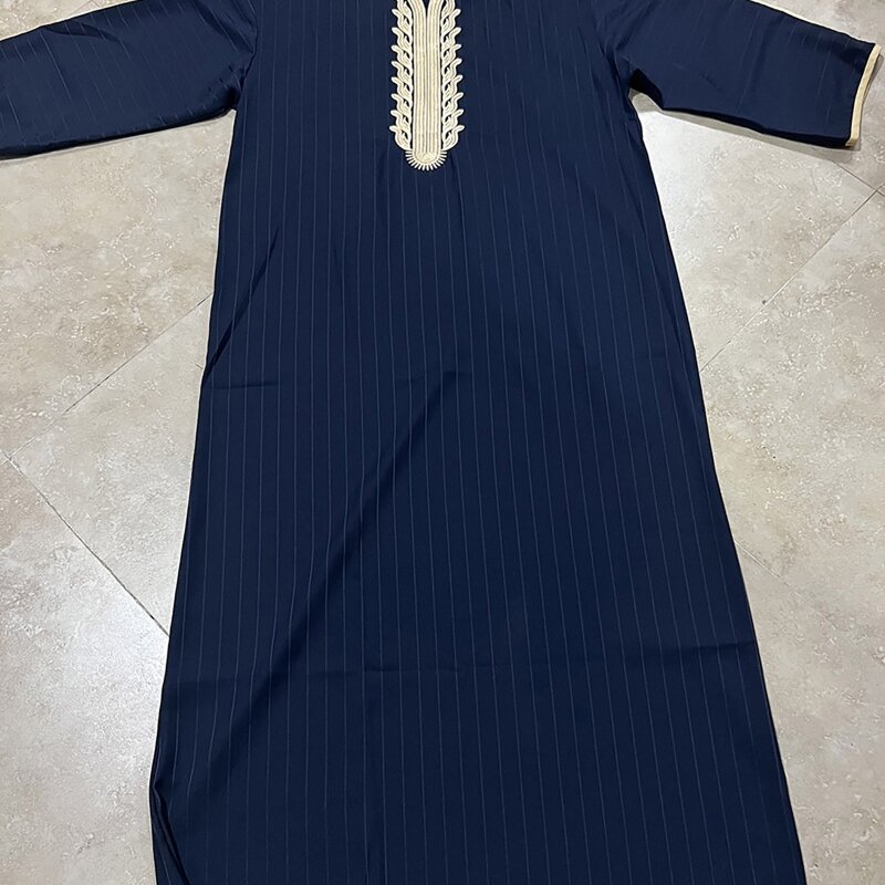 Ropa musulmana Oriente Medio Jubba Thobe, túnicas bordadas para hombres, camisa musulmana para hombre N7YF