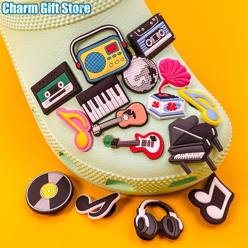 1pcs Musical Instrument Shoe Charms for Clog Guitar Violin Shoe Clips Decorations Gramophone Pin Shoe Accessories fit Tote Bag