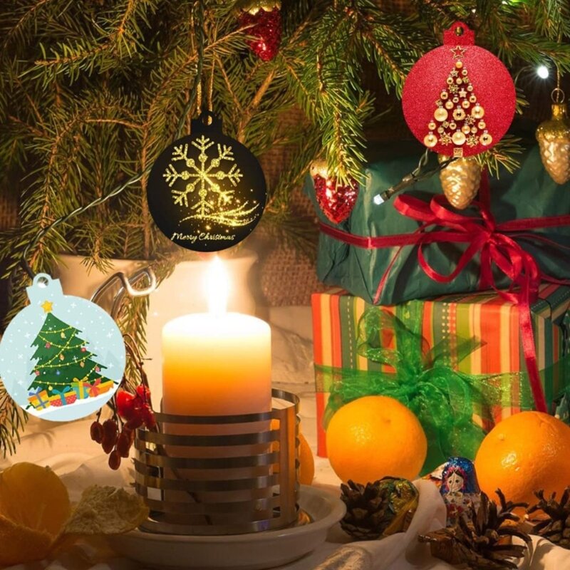 6 Stuks Kerst Bal Ornament Hars Schimmel Diy Ronde Vorm Sleutelhanger Hanger Silicone Mould Xmas Tree Opknoping Hanger Casting Tool