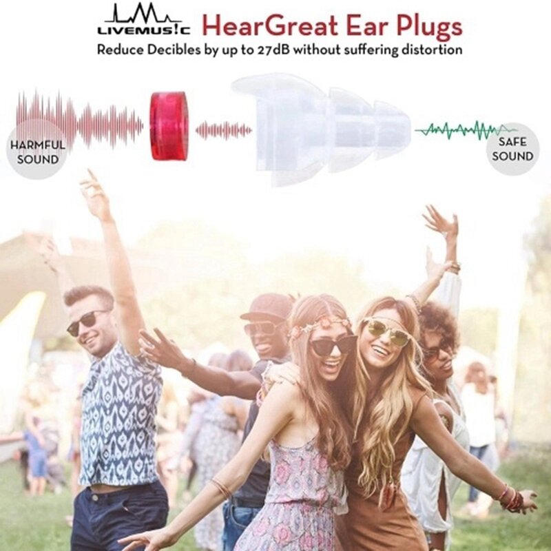 Noise Cancelling Hearing Protection Earplugs For Concerts Sleeping Bar DJ Motor Sports Reusable Silicone Ear Plugs