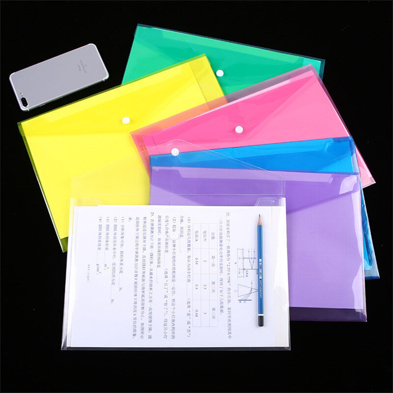 2pcs Portable For Documents Lightweight Expanding Wallet Home Office Snap Button PP Multifunctional File Folder A4 Size Storage
