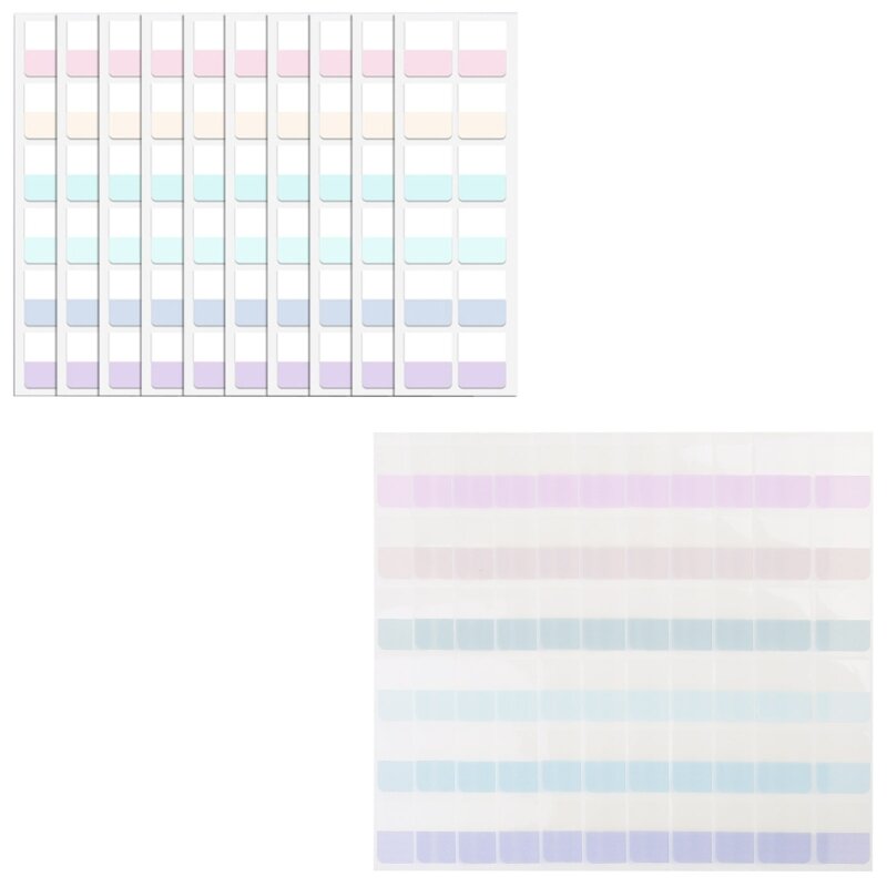 Kolorowa przylepna zakładka indeksu do klasyfikacji plików notatek. Etykieta możliwością zapisu 3 rozmiarach
