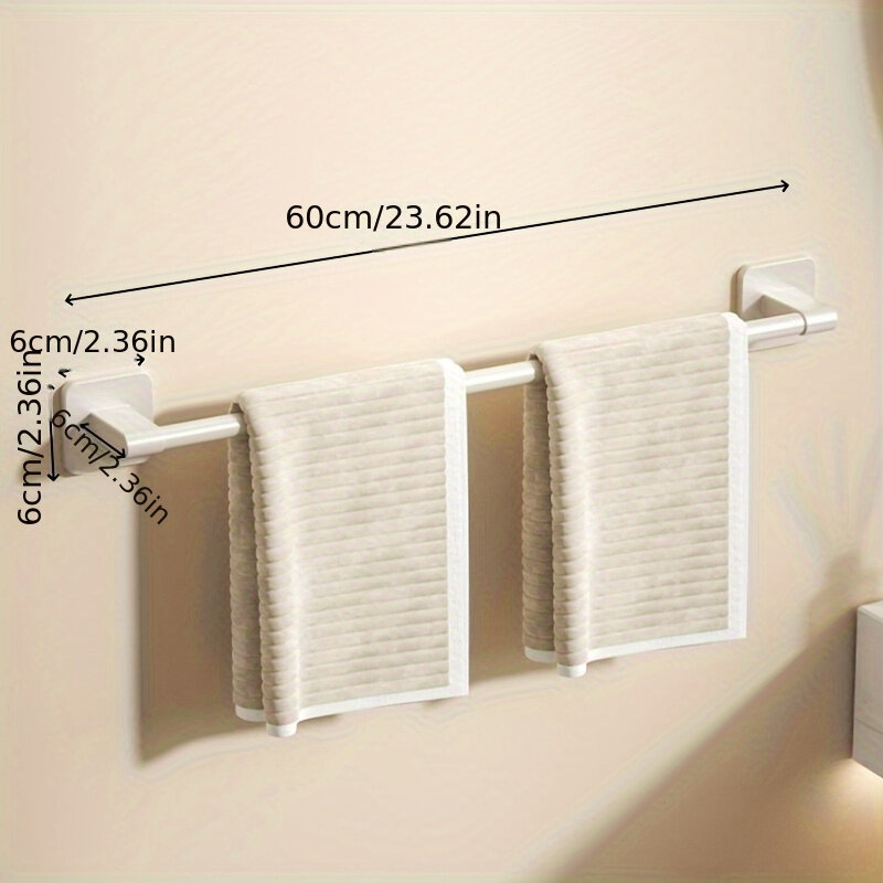 1 buah, batang handuk kamar mandi terpasang di dinding berlubang putih, 40-60cm, rak penyimpanan, rak handuk, rak kamar mandi, batang handuk toilet, s