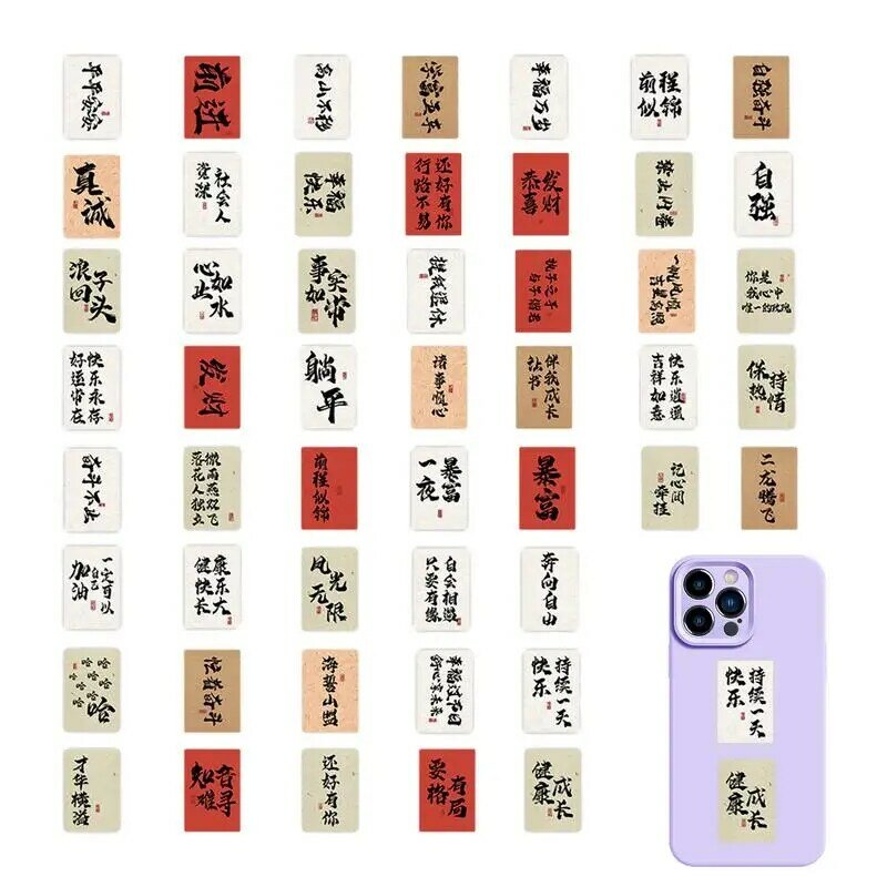 Scrapbooking Quotes Stickers 60pcs Chinese Traditional Calligraphy Decals Tear-Resistant Stickers With Clear Printing For Phone