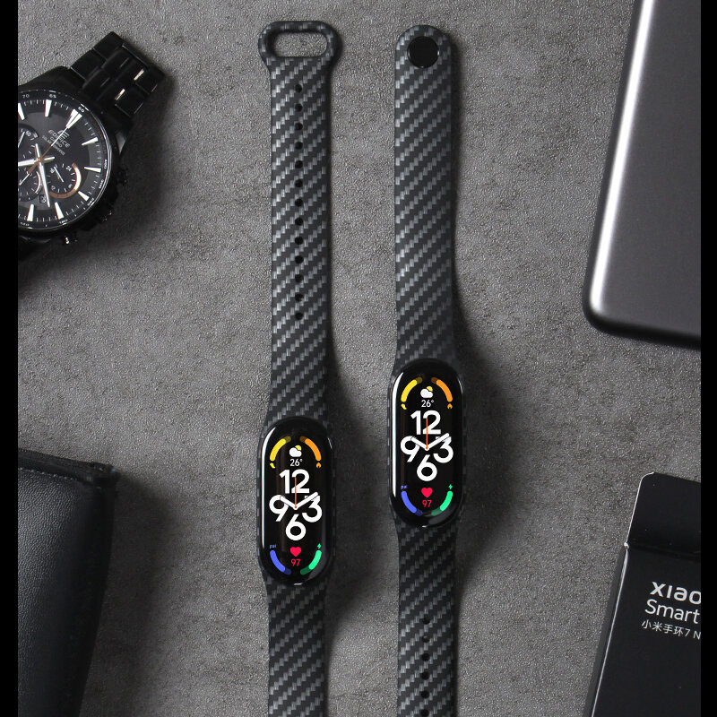 Ремешок из углеродного волокна для Xiaomi Mi Band 7, nfc Браслет для смарт-часов Mi Band 5, силиконовый браслет, аксессуары для Mi Band 4, 5, 3, 6