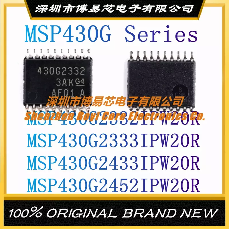 Microcontrolador Original Chip IC, Novo, genuíno, MSP430G2332IPW20R, MSP430G2333IPW20R, MSP430G2433IPW20R, MSP430G2452IPW20R, TSSOP-20