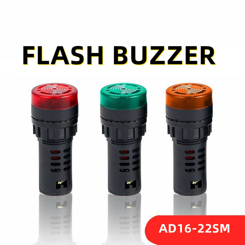 1 шт. AD16-22SM 12 В 24 в 110 В 220 В 380 В 22 мм мигасветильник сигнал красный светодиодный активный зуммер звуковой сигнал индикатор красный зеленый желтый черный