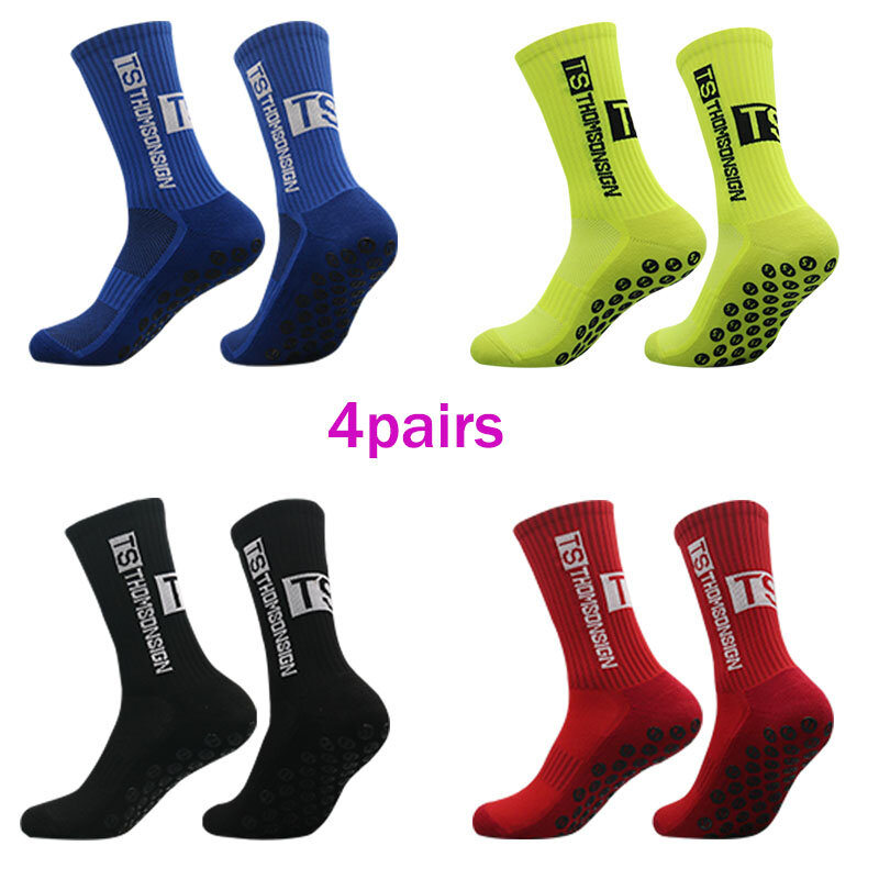 4 Pairs Women's Non-slip Sweat Absorbing Medium Tube Compression Football Socks, Casual Outdoor Socks During Sports And Out
