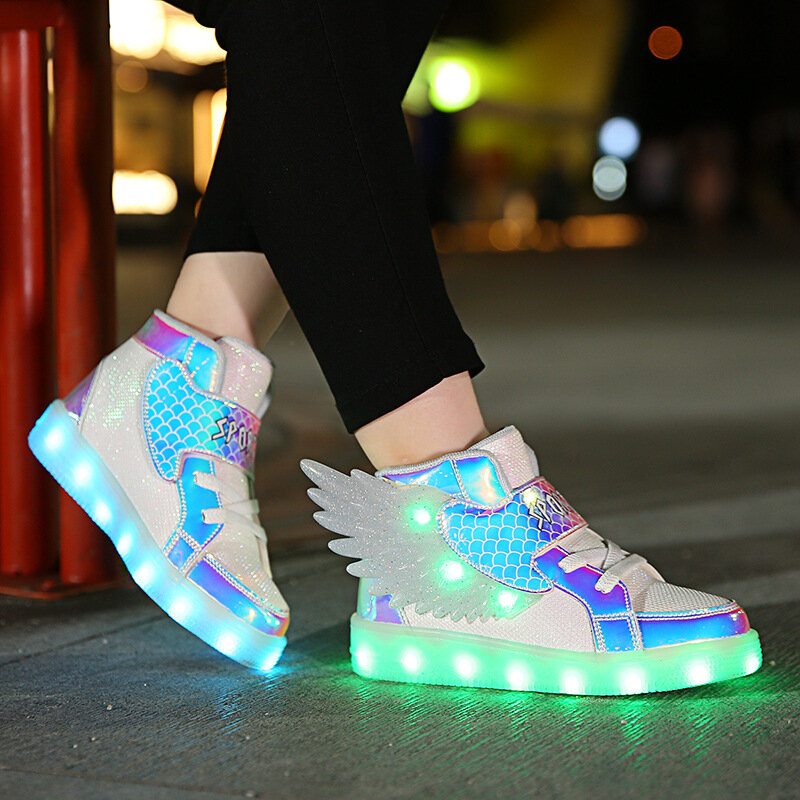 Zapatos luminosos con carga LED para niños, calzado informal para niños pequeños y medianos, zapatos con luz colorida USB