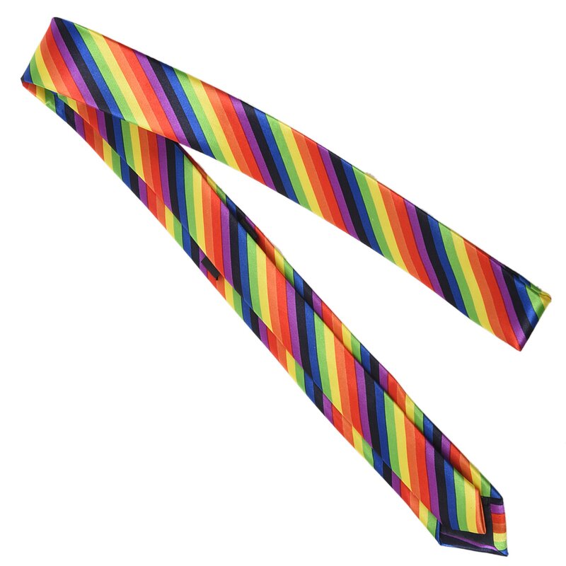 Gravata fina e casual masculina, gravata de casamento formal, cor arco-íris, moda estreita, 19