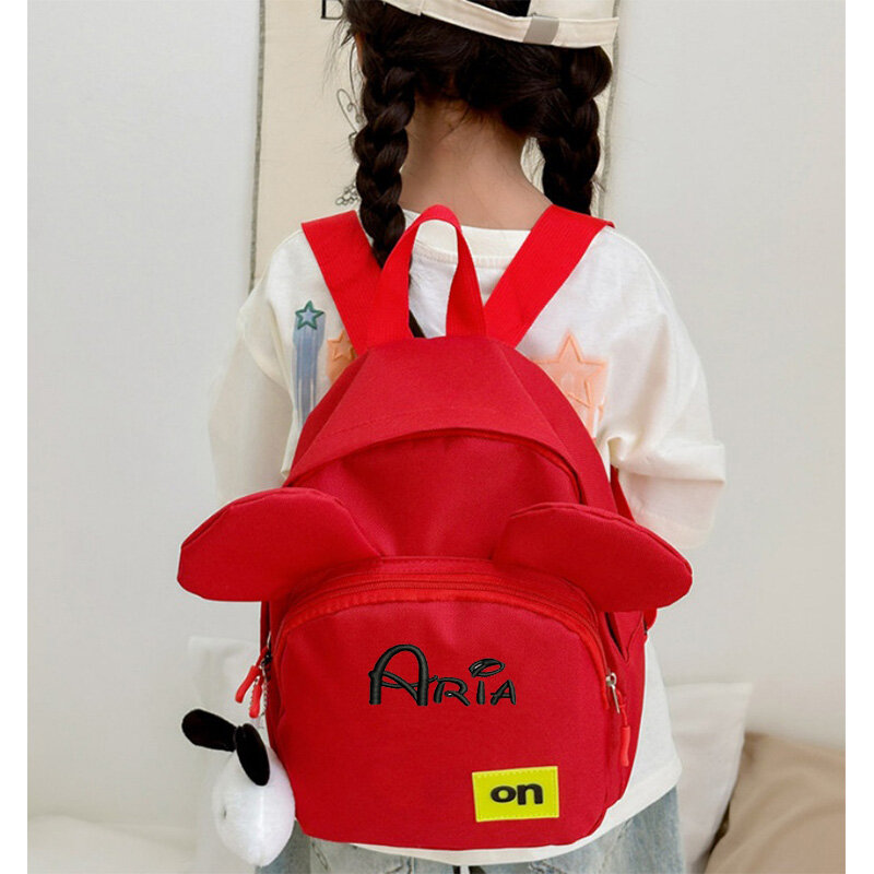 Personalizado Kindergarten Schoolbag, nome bonito dos desenhos animados, Candy Color, Custom Baby Traveling Bag, meninos e meninas