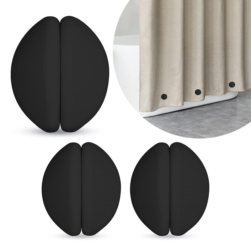 Shower Curtain Weights,Silicone Coated Strong Shower Curtain Magnets, Prevent Shower Curtain From Blowing 3 Pairs