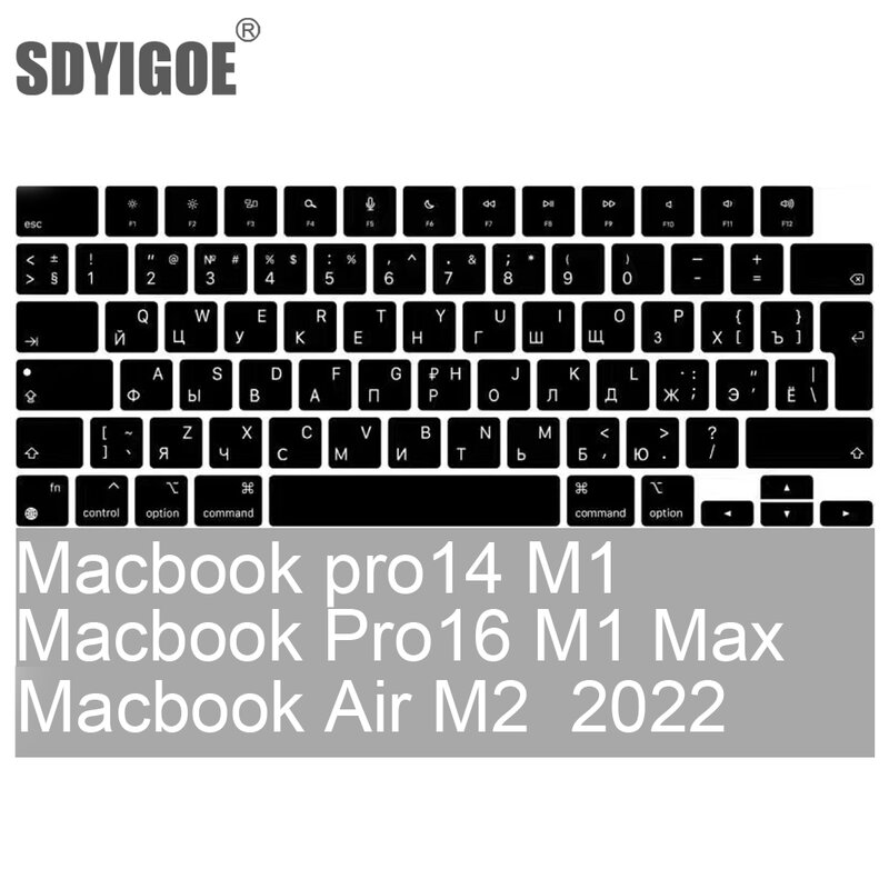 For New MacBook Air M2  A2681 2022 A2442 A2485 Pro14 Keybaord cvoer Russia Chile Korean France Keyboard Protector silicone case