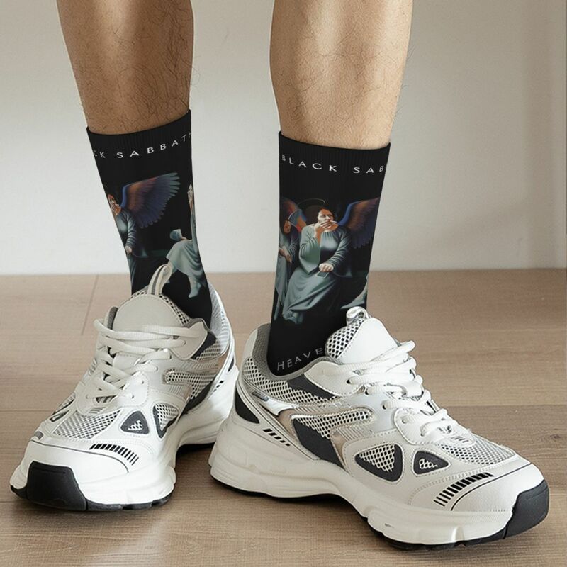 Calcetines de baloncesto para hombre y mujer, medias divertidas de poliéster, música Rock, color negro