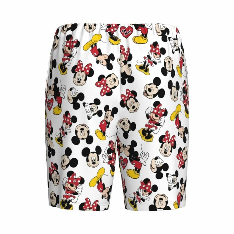 Shorts de pijama estampados personalizados masculinos, animação de TV americana pijamas mickey mouse, bottoms pijamas curtos com bolsos