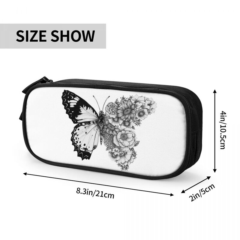Butterfly In Bloom Pencil Case Animal Pencilcases Pen Kids Large Storage Bags School Supplies Gifts Stationery