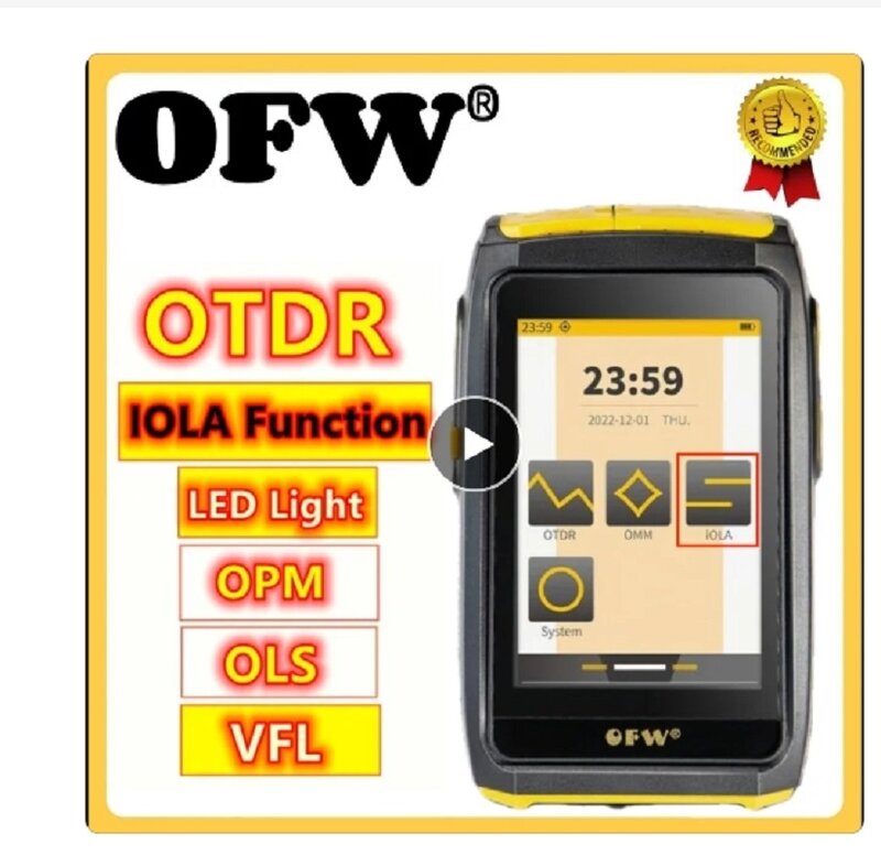 Mini OTDR prueba en vivo de fibra activa, reflectómetro de fibra óptica, pantalla táctil, OPM, VFL, OLS, probador de fibra, 1550nm, 20dB