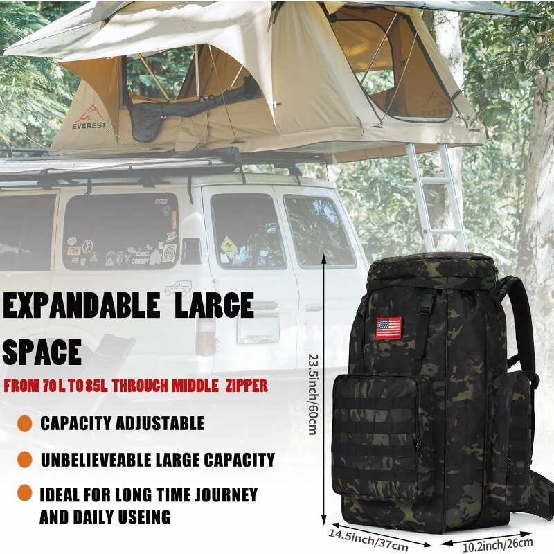 Mochila de Camping grande para hombre, mochila militar Molle para senderismo, 2 días, 60L70L85L, impermeable