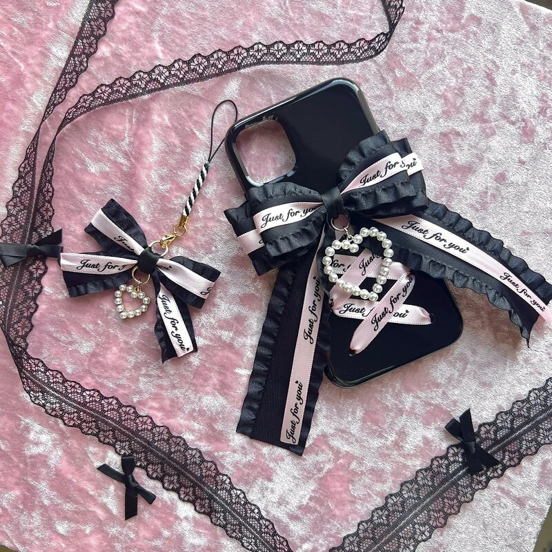 Dophee-Lolita Bow Ribbon Phone Case, macio, original, estilos Japão, iPhone 12, 13, 14, 15 Plus, Pro, Max, Spice, Girls, Lady