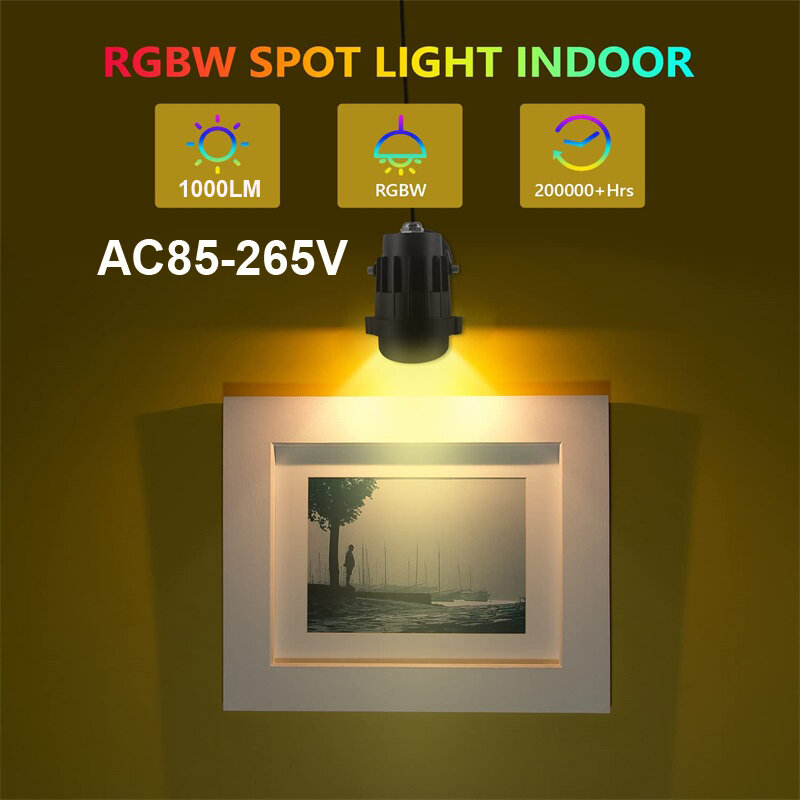 Lampu sorot LED RGBW 10W dalam ruangan, lampu sorot lantai masukan warna jarak jauh dengan sakelar pencahayaan dalam ruangan 2 buah