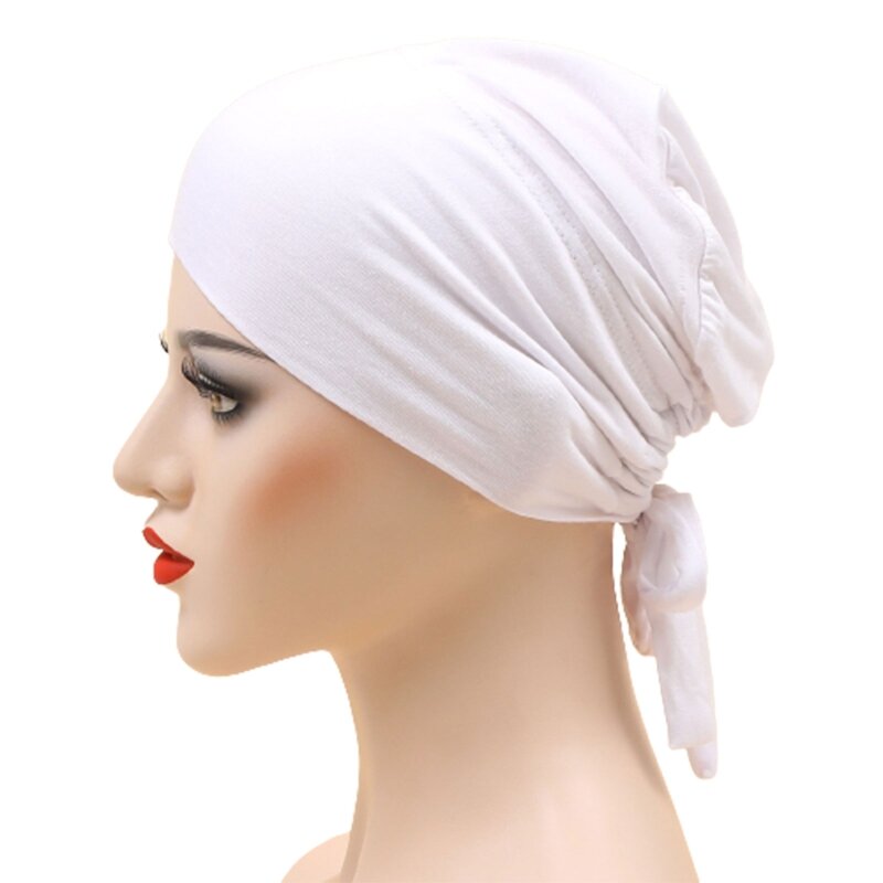 Hiyab con banda elástica multicolor, turbante musulmán Modal ajustable para mujer N7YD
