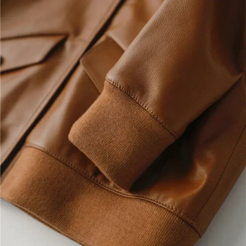 Tajiyane casaco de couro feminino, jaqueta curta de pele de carneiro real para motocicleta, roupas femininas para primavera hly01