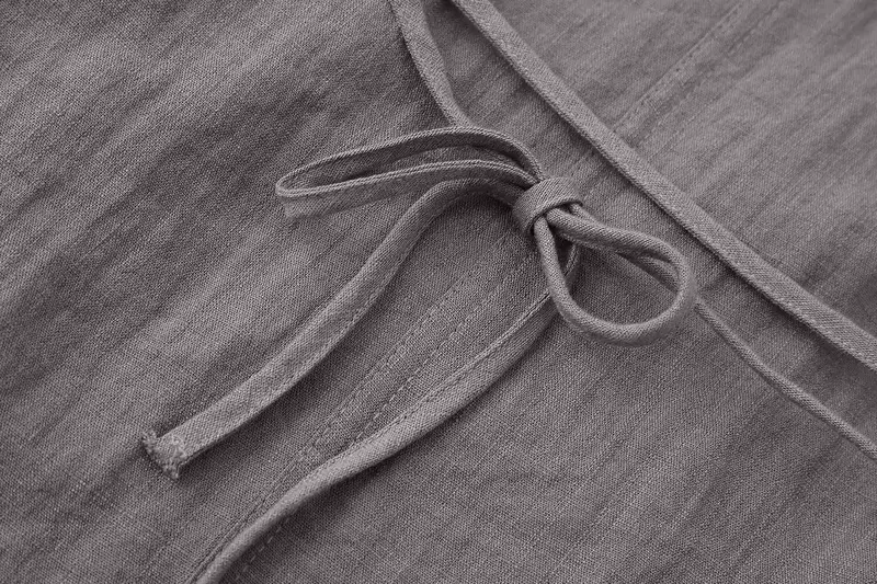 Camisa informal holgada con cuello en V para mujer, camisa Vintage de manga larga con cordones, Top elegante, 2024