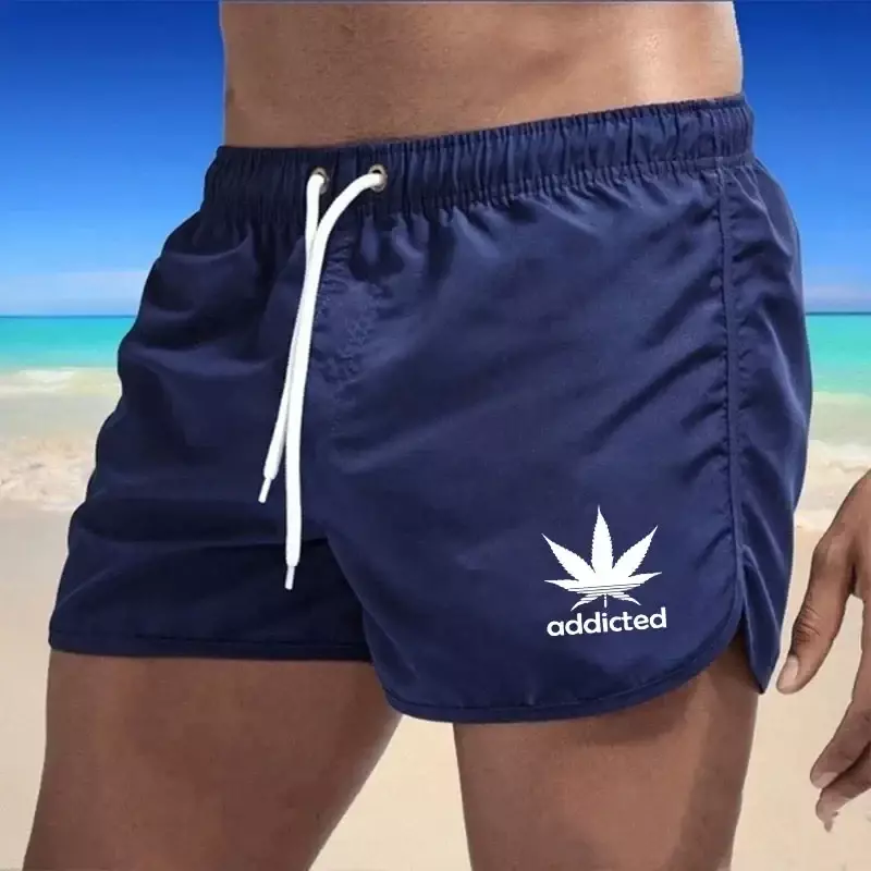 Men's Beach Trunks Summer Swim Gym Pants Quick Drying Swimming Homme Surf Ventilate Drawstring Fashion Casual Short 2024