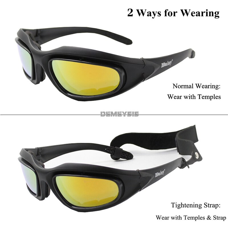 Daisy Polarized Tactical Sunglasses Men Airsoft Hunting Shooting Glasses UV400 Protection Military Desert  Hiking Goggles