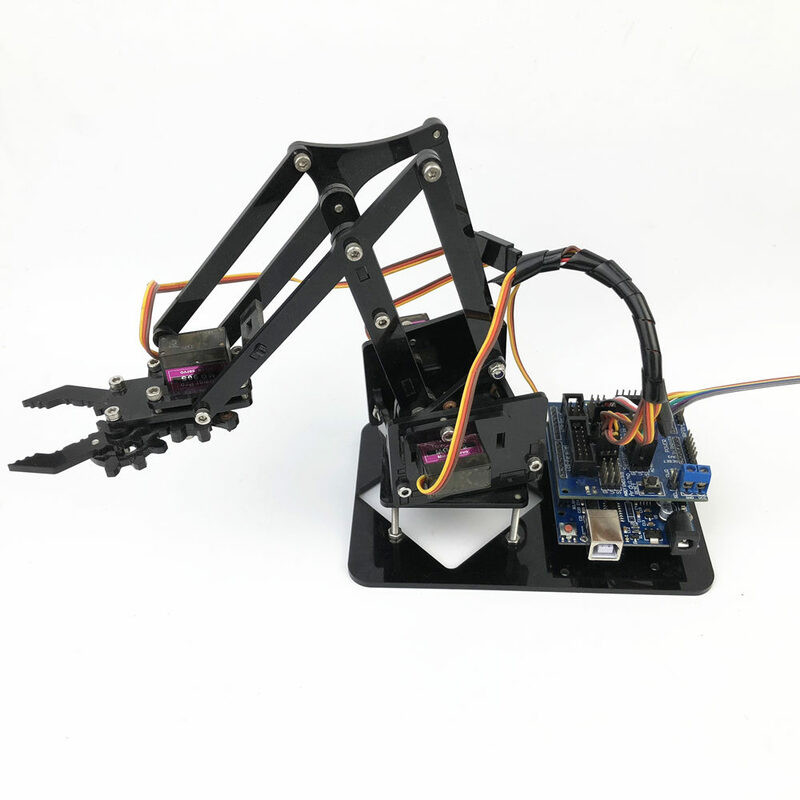 Sg90 Mg 90S 4 Dof Unassembly Acryl Mechanische Arm Stoomrobot Manipulator Klauw Voor Arduino Robot Met Joystick Control Diy Kit