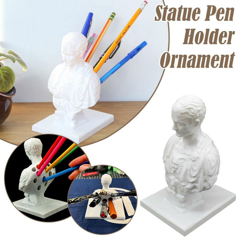 Porte-stylo de statue de Julius Caesar, ornements de bureau, évalué T1, crayon, fournitures de bureau, accessoires scolaires, U1Z5