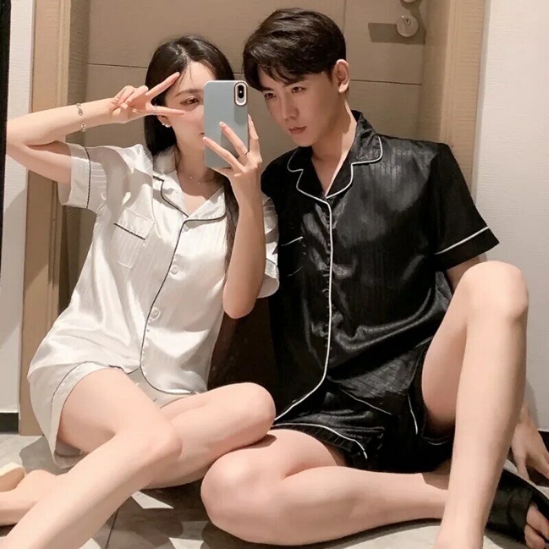 Baju tidur pasangan, piyama pendek musim panas pria dan wanita mode baru 2023