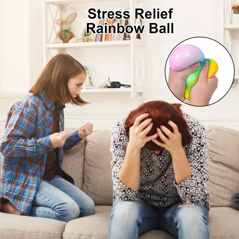Arco-íris cor anti-stress bola para adultos e crianças, brinquedo sensorial, estresse e ansiedade alívio