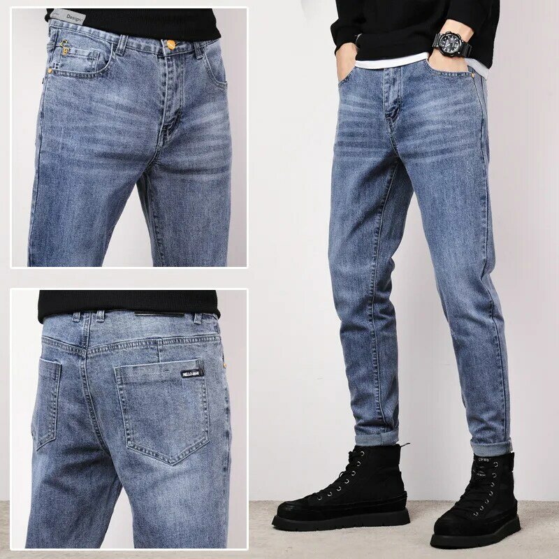 Mode Herbst Winter Herren Baumwolle Lange Hosen Casual Männlichen Dünne Jeans Männer Jeans