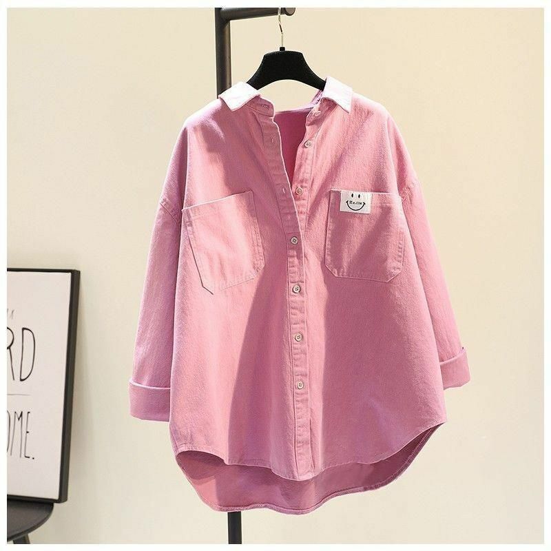 Spring and Autumn Pure Cotton Long sleeved Shirt for Women 2024 New Korean Retro Loose Large Size Thin Casual Top Shirt