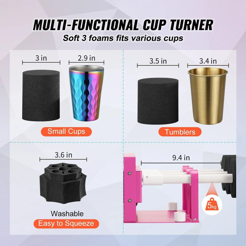 VEVOR 1/2/4/6 Cup Turner Two-Way Rotation Multi Tumbler Spinner 1/2/4/6-Arm Crafts for Beginners DIY with Epoxy Resin Kit