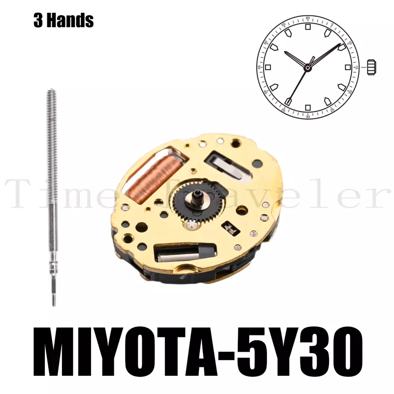 Miyota 5Y30 무브먼트 사이즈 5 1/2 × 6 3/4 인치 높이 2.54mm, 3 손 소형 무브먼트, 소형 디자인 완벽