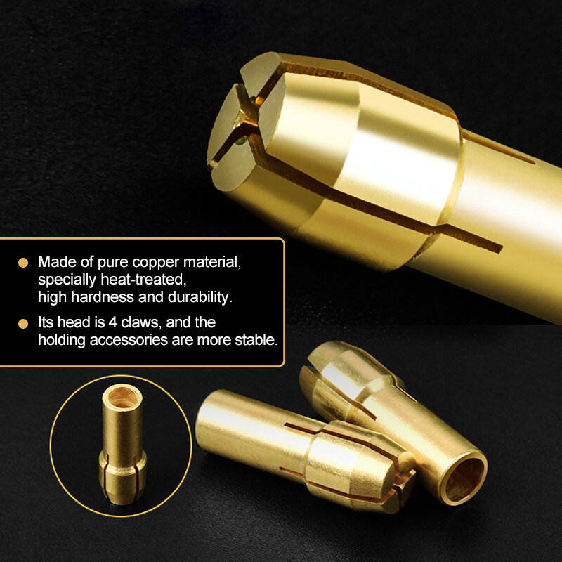 XCAN Chuck Collet bor Mini 10 buah, adaptor batang kuningan 0.5-3.2mm 4.3/4.8mm untuk alat putar Dremel Aksesori alat listrik