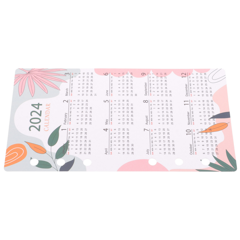 Calendario de cuaderno de hojas sueltas, suministros de diario, divisores de carpeta, accesorios de recarga