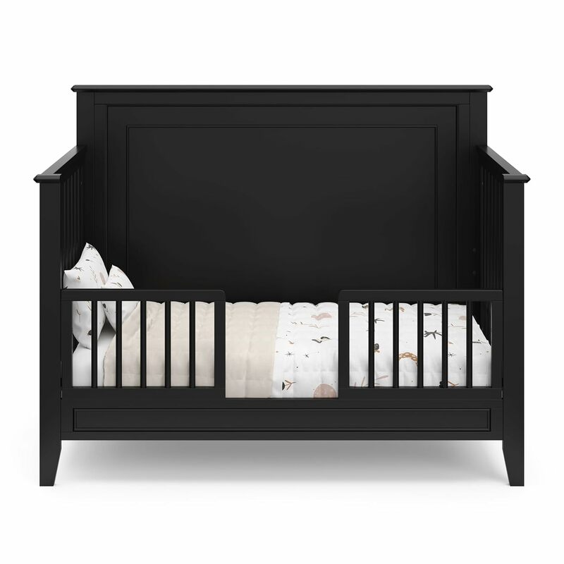 Storkcraft Solstice-Lit convertible 5 en 1, GREENGUARD Gold ignorent, Abrts to Toddler, Full-Size Bed, Black CPull