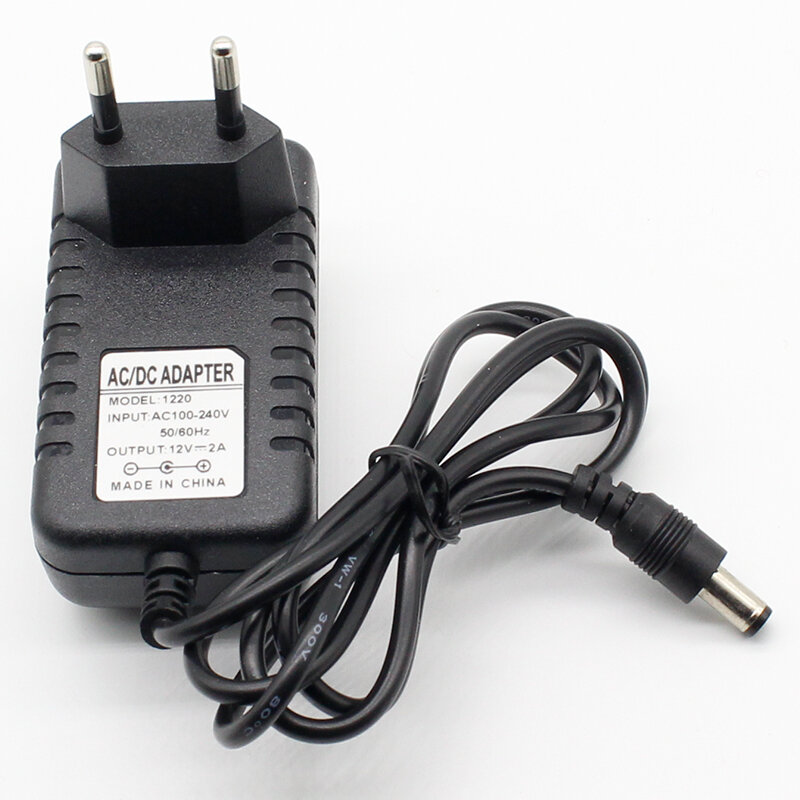 1 szt. 12 v2a AC 100V-240V konwerter Adapter 12V 2A 2000mA zasilacz EU wtyczka 5.5mm x 2.1-2.5mm dla LED CCTV